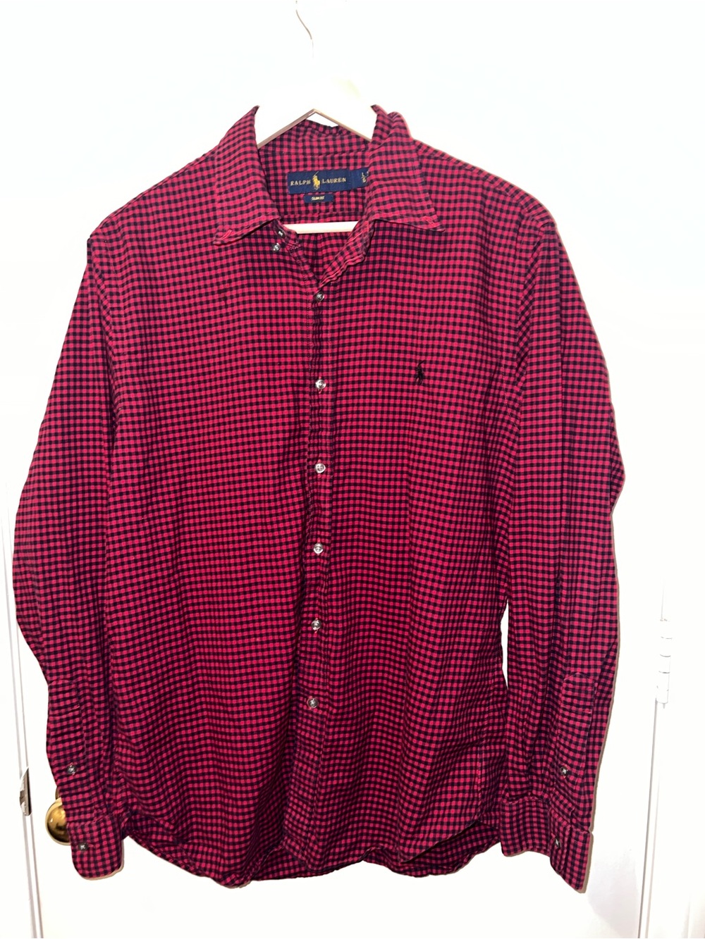 Ralph Lauren Red and Black Micro-Check Button-Down Shirt